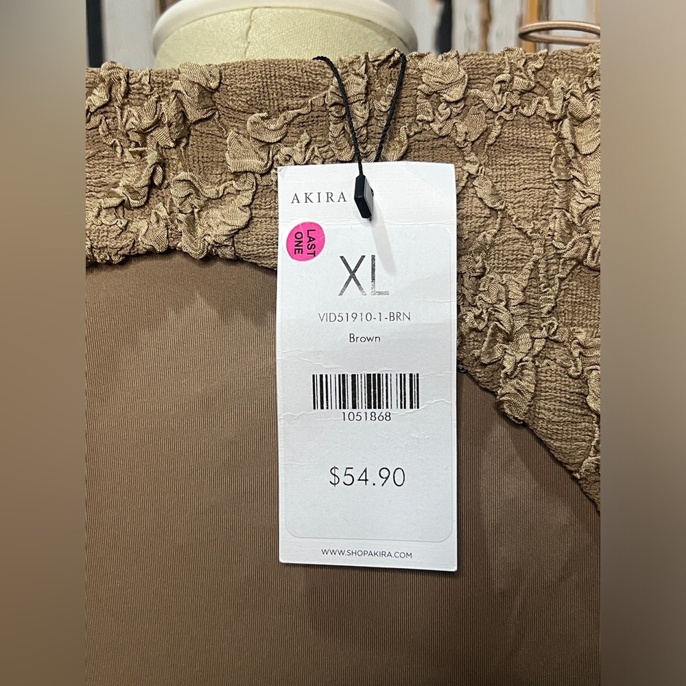 AKIRA Strapless Textured Tan Dress - Picture 7 of 8